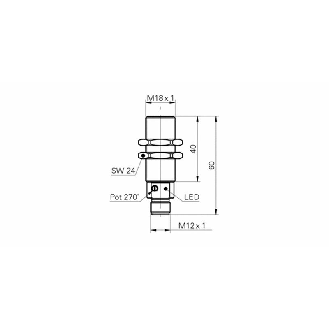 Cellule Directe M18 NPN P=430mm Pot. IR LO Métal Axial / M12 4P-Lire la description