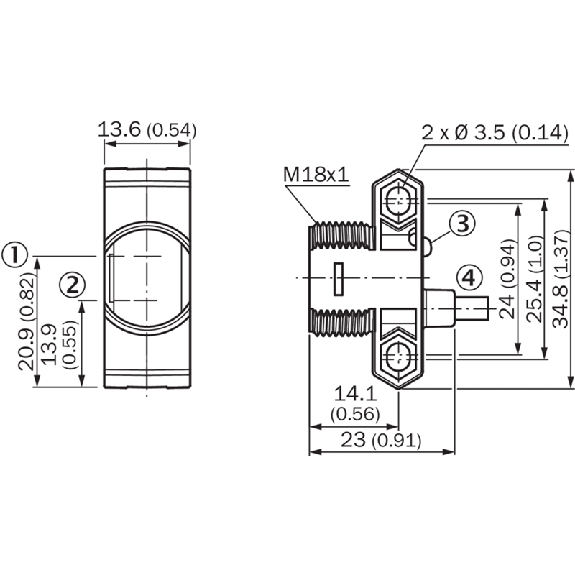 Cellule Bar. reflex PNP P=5m LR DO / M12 4P+C0.15m-Lire la description