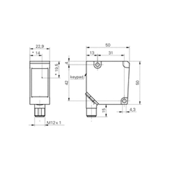 Cellule Dét. lignes plage 30mm 4-20 mA/RS 485 - 2xPNP / M12 8P Cellule Dét. lignes plage 30mm 4-20 mA/RS 485 - 2xPNP / M12 8P-Lire la description
