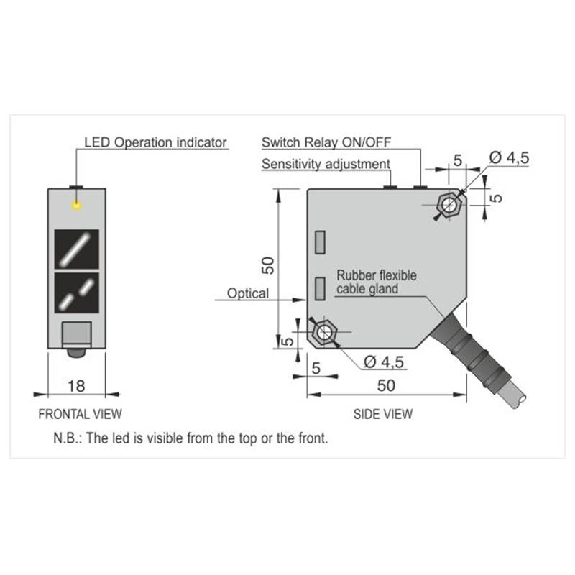 Cellule Bar. reflex RELAIS P=8m IR 1RT 12-250VAC/DC / Câble 2m-Leggi tutto