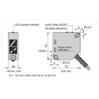 Cellule Bar. reflex RELAIS P=8m IR 1RT 12-250VAC/DC / Câble 2m-Lire la description