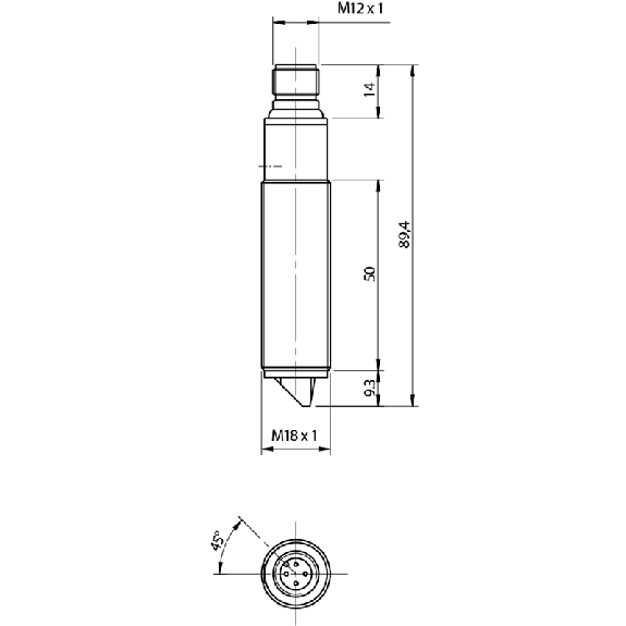 Cellule EAP M18 PNP P=130mm Pot. Laser LO/DO Métal Radial M12 4P-Lire la description