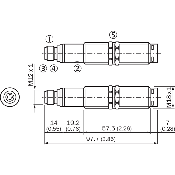 Cellule Barrage M18 PNP P=50m Laser LO/DO Métal Axial / M12 4P-Lire la description
