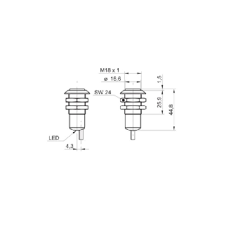 Cellule Bar. reflex M18 NPN P=3,5m LR LO/DO Plast. Axial / Câble 2m-Lire la description