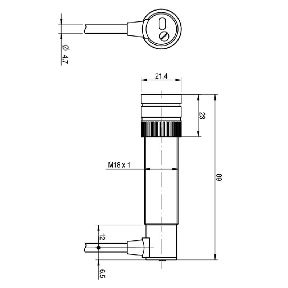 Photo.M18,PNP-NO/NC,Cable 90°,UV-Lire la description