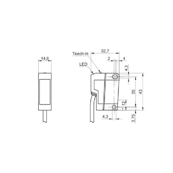 Cellule EAP NPN P=40-200mm Teach LR LO/DO Plast. 10-30Vdc / Câble 2m-Lire la description