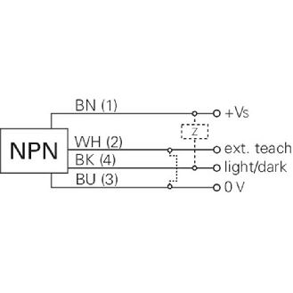 Cellule EAP NPN P=40-200mm Teach LR LO/DO Plast. 10-30Vdc / Câble 2m-Lire la description