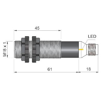 Cellule Directe M18 PNP P=100mm Plast. LO/DO Plast. Axial / M12 4P-Lire la description