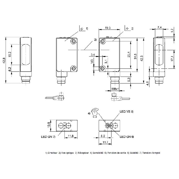 Cellule Barrage PNP P=20m Pot. IR DO / M08 3P-Lire la description