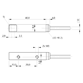 Cellule Barrage (R) PNP P=3m Laser DO Métal Radial / Câble 2m PUR-Lire la description