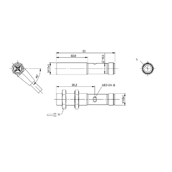 Cellule Barrage M12 P=8m LR Laiton Axial / M12 4P-Lire la description
