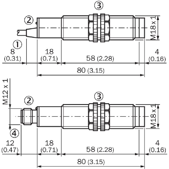 Cellule Directe M18 TRIAC P=100mm IR DO Plast. Axial 20-253AC / C2m-Lire la description