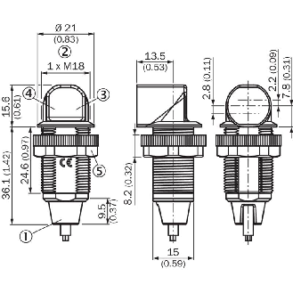 Cellule Bar. reflex M18 PNP P=7.2m PinPoint DO Plast. Radial / C2m-Lire la description