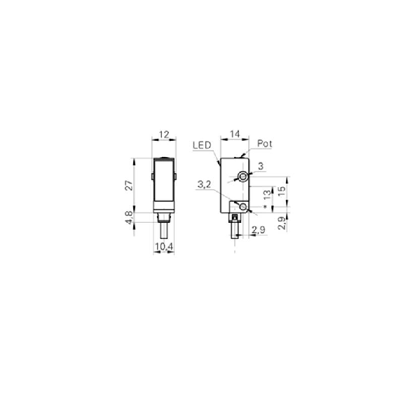 Cellule Barrage (R) PNP P=5m LR LO/DO Plast. 10-30Vdc / Câble 2m Cellule Barrage (R) PNP P=5m LR LO/DO Plast. 10-30Vdc / Câble 2m-Lire la description