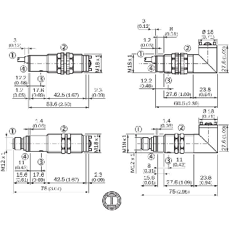 Cellule Bar. reflex M18 PNP P=3,7m LR DO Plast. Radial / M12 4P-Lire la description