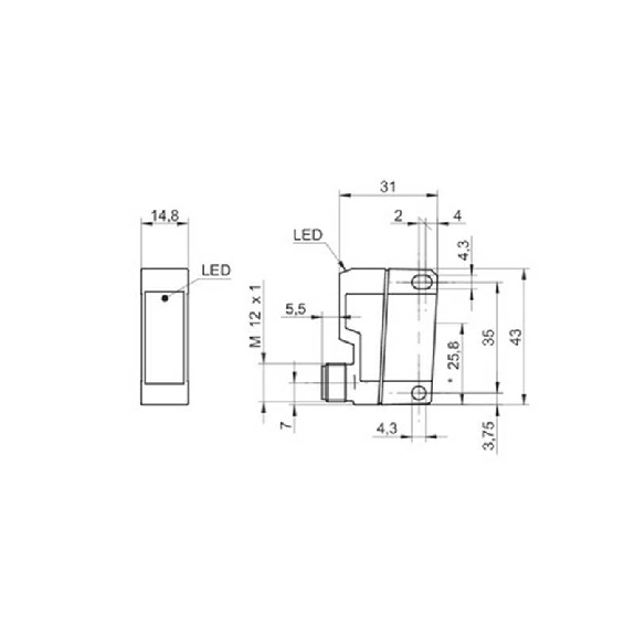 Cellule Barrage (R) PNP P=12m LO/DO 10-30Vdc / M12 4P-Lire la description