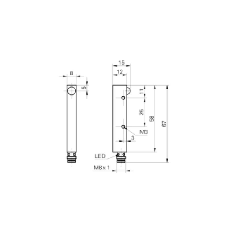 Cellule Barrage (R) M08 PNP P=2,5m LR DO Métal 10-30Vdc / M08 3P-Lire la description