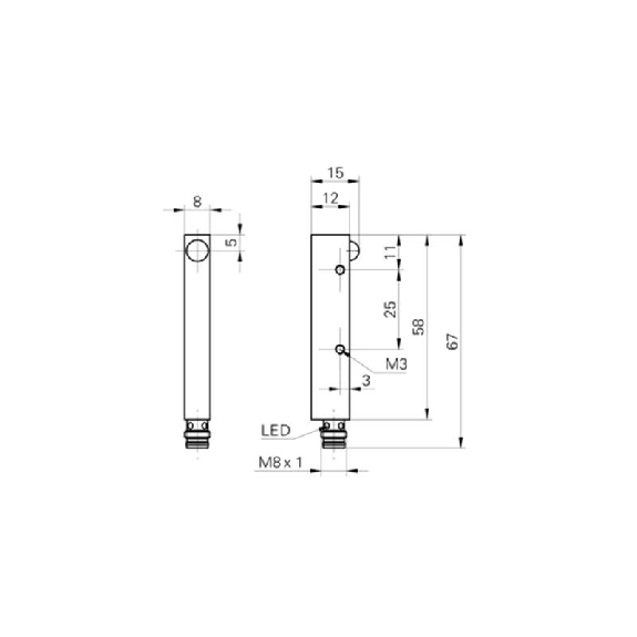 Cellule Barrage (R) M08 PNP P=2,5m LR DO Métal 10-30Vdc / M08 3P-Lire la description