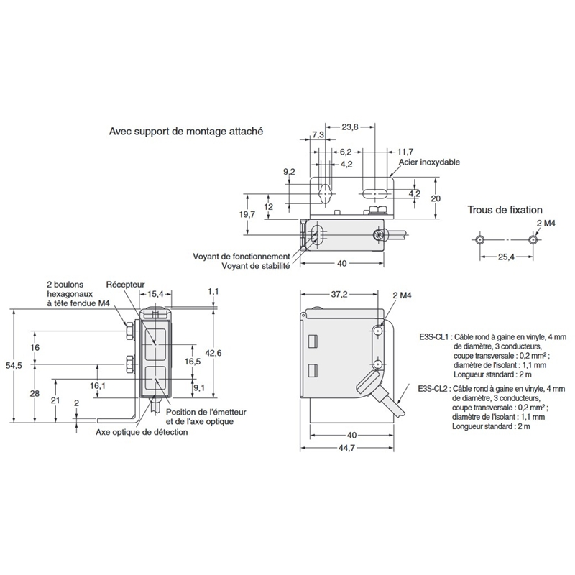 Cellule EAP PNP/NPN P=200mm Pot. IR LO/DO 10-30Vdc / M12 4P+C0.3m Cellule EAP PNP/NPN P=200mm Pot. IR LO/DO 10-30Vdc / M12 4P+C0.3m-Lire la description