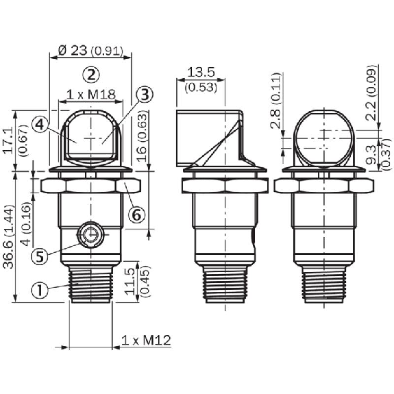 Cellule Barrage M18 PNP P=15m PinPoint LO Métal Radial / M12 3P-Lire la description