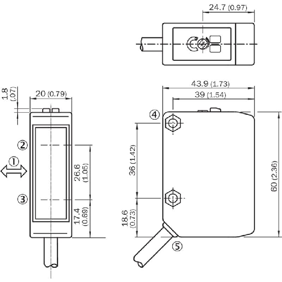 Cellule EAP RELAIS P=300mm Pot. LO 24-240Vac/dc / Câble 2m-Lire la description