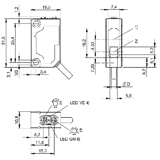 Cellule Bar. reflex PNP P=10m Pot. Laser LO/DO / Câble 2m PVC-Lire la description