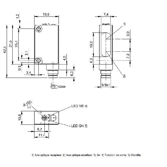 Cellule Bar. reflex PNP P=4m Pot. LR LO / M08 4P-Lire la description