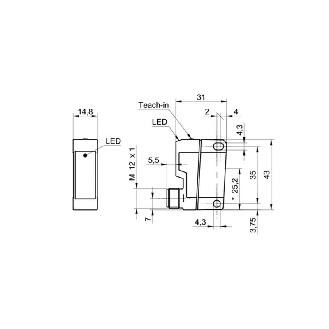 Cellule Bar. reflex transp. PNP P=1m Laser Teach LO / M12 4P-Lire la description
