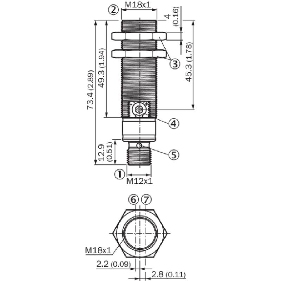 Cellule Directe M18 NPN P=1m LR LO/DO Inox Axial / M12 4P-Lire la description