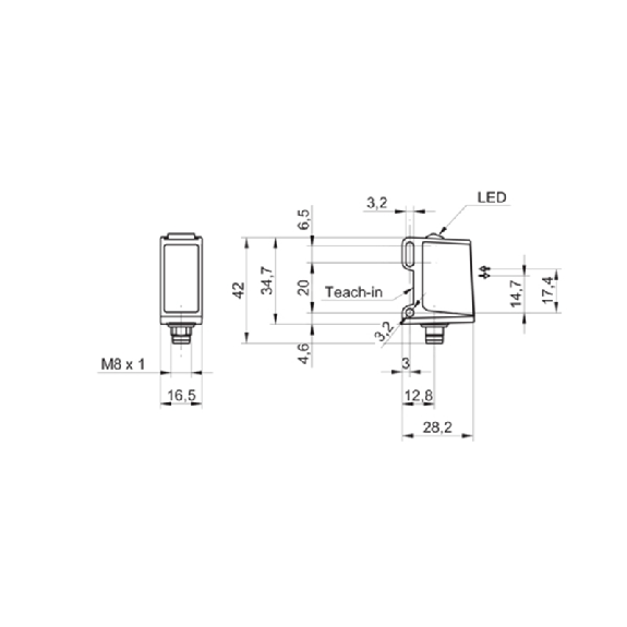 Cellule Bar. reflex Push-pull P=5m Teach-in IO-L Laser Inox / M08 4P Cellule Bar. reflex Push-pull P=5m Teach-in IO-L Laser Inox / M08 4P-Lire la description