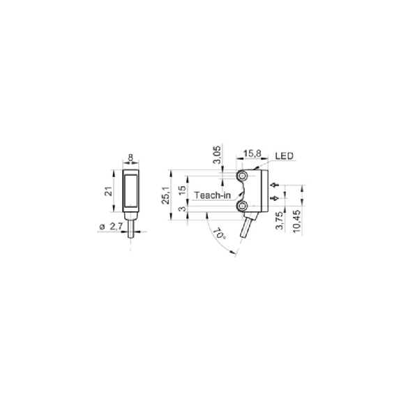SmartReflect PNP P=180mm qTeach PinPoint LO/DO / Câble 2m-Lire la description