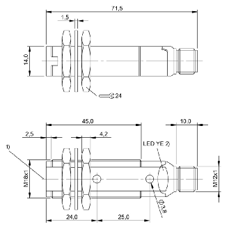Cellule Barrage (E) M18 P=60m Laser Plast. Axial / M12 4P-Lire la description