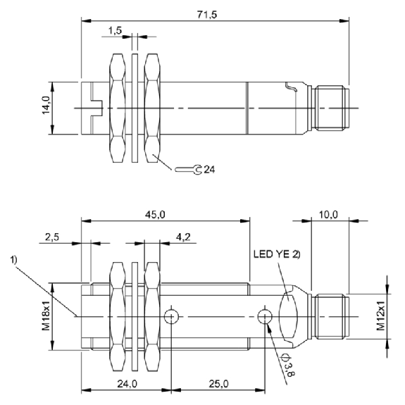 Cellule Barrage (E) M18 P=60m Laser Plast. Axial / M12 4P-Lire la description