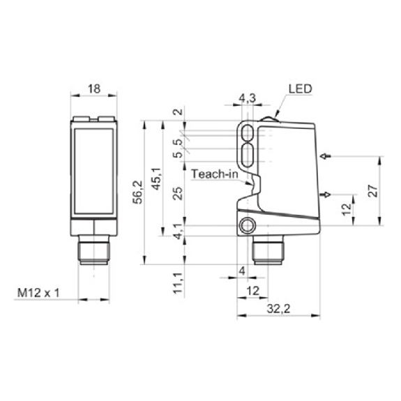 Cellule EAP Push-Pull P=600mm Teach 2 points LR LO/DO / M12 4P-Lire la description