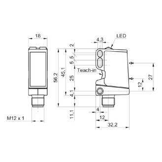 Cellule EAP Push-Pull P=600mm Teach 2 points LR LO/DO / M12 4P-Lire la description