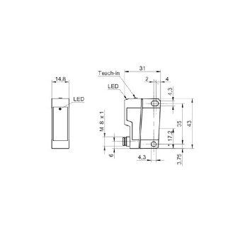 Cellule Bar. reflex transp. PNP P=7m Teach-in / M08 4P-Lire la description