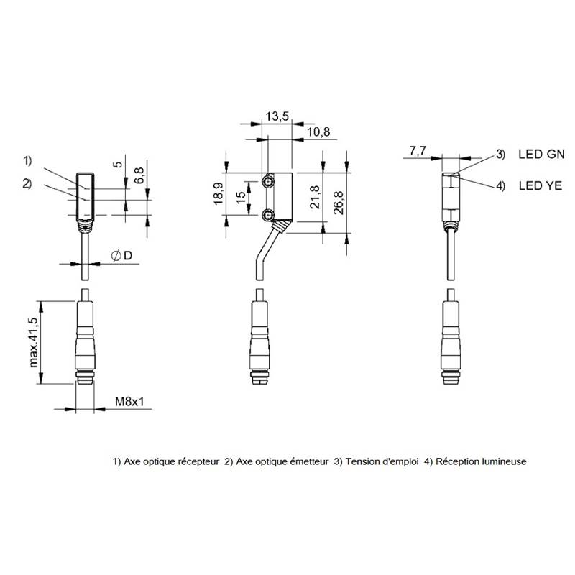 Cellule Bar. reflex PNP P=3m LR DO / M08 4P+C0.2m-Lire la description