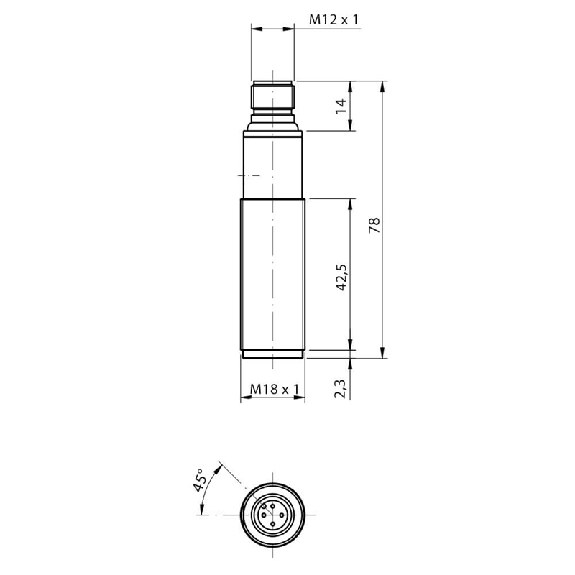 Cellule Directe M18 NPN P=400mm Pot. IR LO/DO Plast. Axial / M12 4P-Lire la description