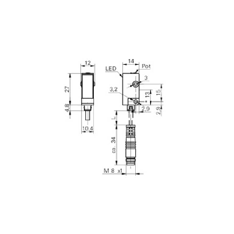 Cellule Directe NPN P=200mm Pot. LO / M08 3P+C-Lire la description