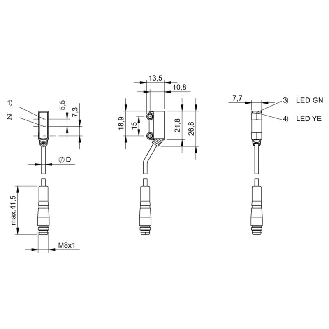 Cellule EAP PNP P=15mm LR LO / M08 4P+C0.2m-Lire la description