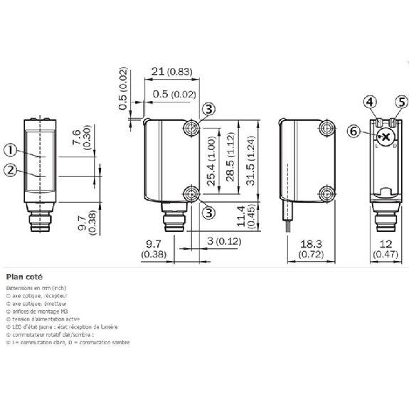 Cellule Bar. reflex PNP P=6m PinPoint LO/DO / M08 4P+C0.5m-Lire la description