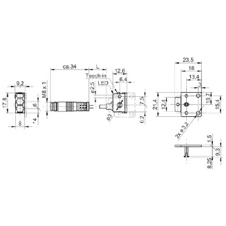 Cellule Bar. reflex PNP P=500mm LR LO/DO Plast. Axial / M08 4P+C0.2m-Lire la description