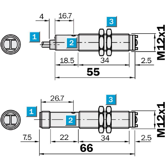 Cellule Bar. reflex M12 PNP P=2,8m LR LO/DO Métal Axial / M12 4P-Lire la description