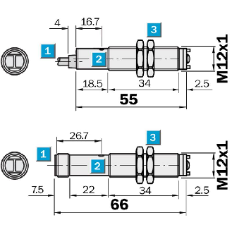 Cellule Bar. reflex M12 PNP P=2,8m LR LO/DO Métal Axial / M12 4P-Lire la description