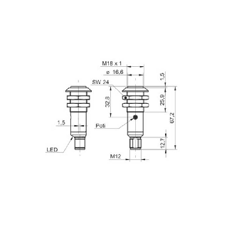 Cellule Barrage (E) M18 P=13m Pot. IR Plast. Axial / M12 4P-Lire la description