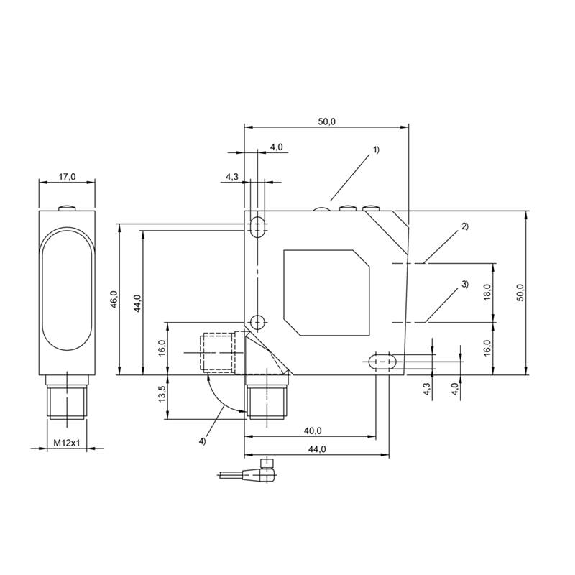 Cellule EAP PNP P=300mm Laser LO/DO / M12 4P-Lire la description