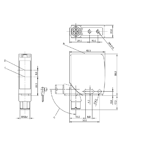 Cellule Bar. reflex PNP P=8m Pot. LR LO/DO / M12 4P-Lire la description