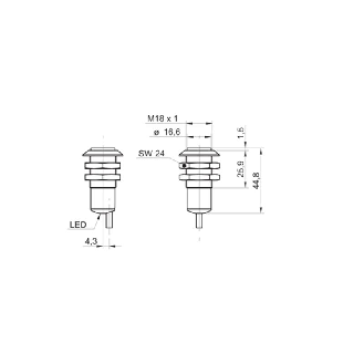 Cellule Barrage (R) M18 NPN P=13m Pot. LR LO/DO Plast. Axial / C2m-Lire la description