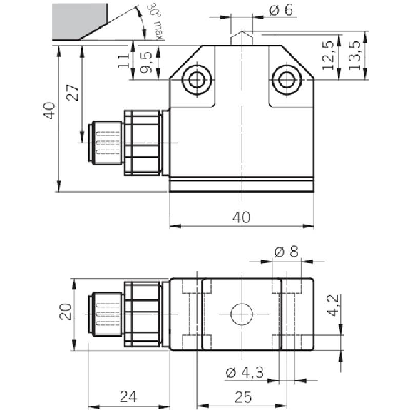 Fdc monopiste de précision N01, Poussoir à galet, SPDT, M12 5P-Lire la description