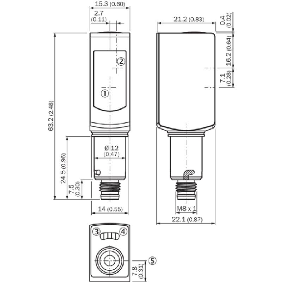 Cellule EAP PNP P=120mm PinPoint LO/DO Inox / M08A 4P Cellule EAP PNP P=120mm PinPoint LO/DO Inox / M08A 4P-Lire la description